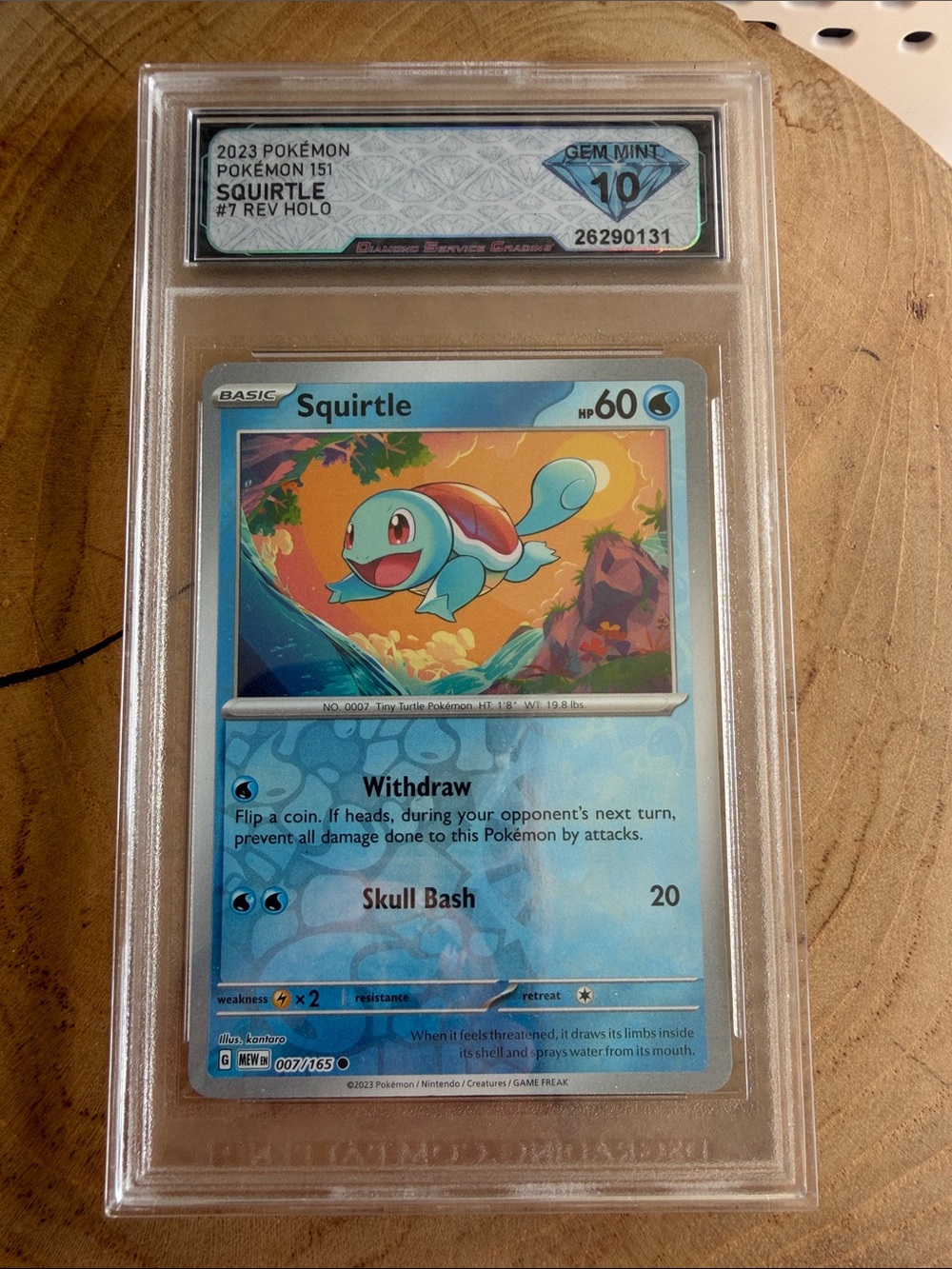 Pokemon Squirtle Rev Holo Card - Blue and Aqua